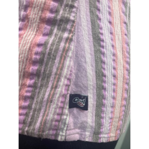 Cruel Girl Long Sleeve Striped Shirt Button Front Pastel Purple Pink L Western - Picture 5 of 9